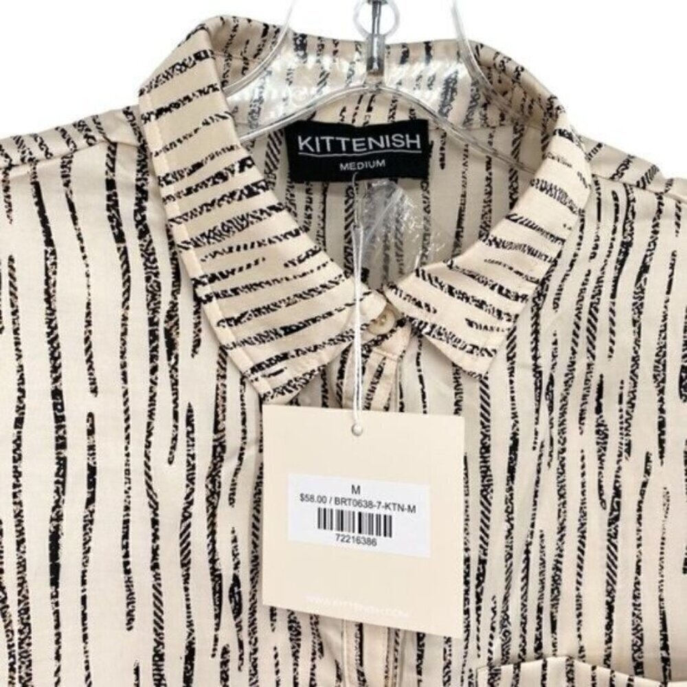 Kittenish Cream Oversized Button Down Satin Tunic Blouse New - Picture 5 of 11